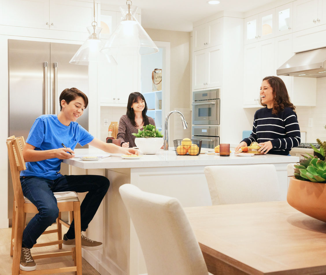 Family in kitchen