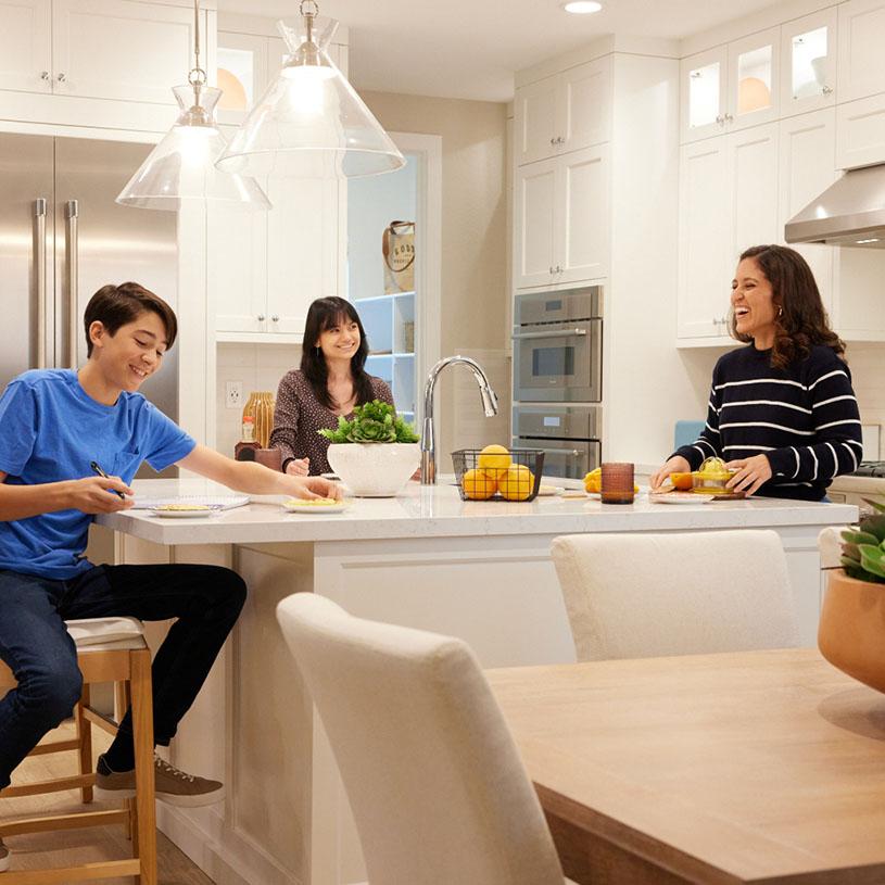 Family in kitchen